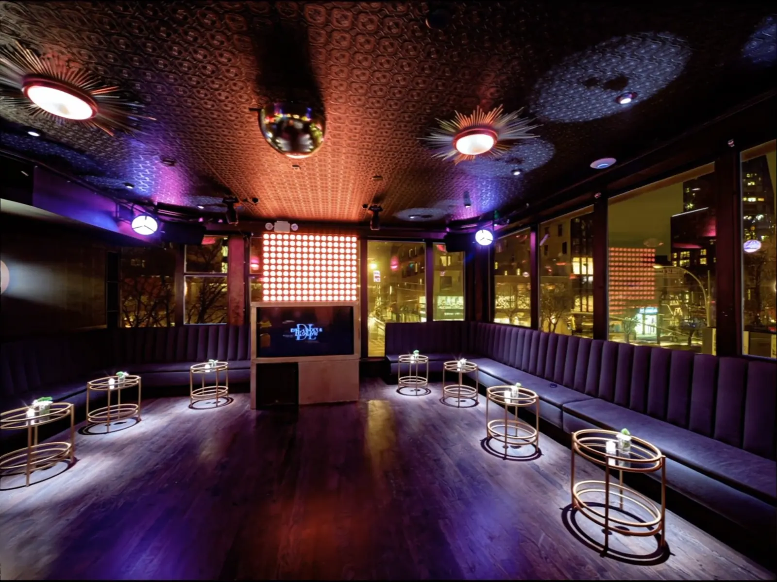 The Lounge dance floor washed in purple light